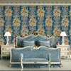 Blue Damask Flower Baroque Wallpaper, 3D Glitter Sparkling Rococo Vintage Wall Decor - Adawall -Houston Wallpaper Store - Walcoverings, Curtains & Wall Panels
