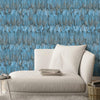 Blue Feathers Pattern Embossed Wallpaper, Tropical 3D Textured Birds Wallcovering - Adawall -Houston Wallpaper Store - Walcoverings, Curtains & Wall Panels