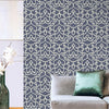 Blue Lace Trellis Wallpaper, Shiny Silver Gold Patterns Faded Colors Damask Design - Adawall -Houston Wallpaper Store - Walcoverings, Curtains & Wall Panels