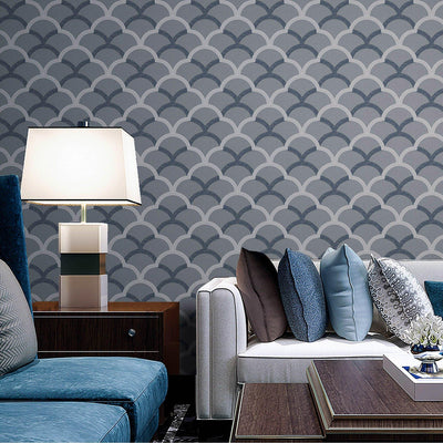 Blue Luxury Fish Scale Deep Embossed Wallpaper, 3D Textured Lace Patterns, Thick Wallcovering - Adawall -Houston Wallpaper Store - Walcoverings, Curtains & Wall Panels
