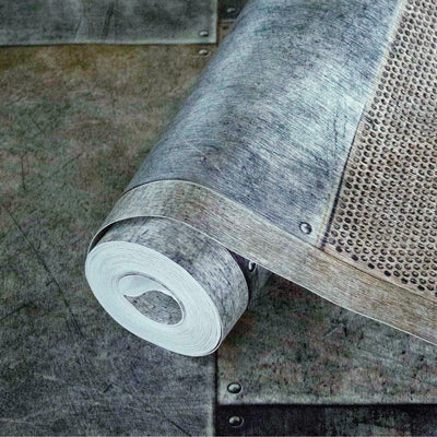 Blue, Yellow Metallic Industrial Textured Wallpaper, Rustic Aged Weathered Pattern Wallcovering - Adawall -Houston Wallpaper Store - Walcoverings, Curtains & Wall Panels