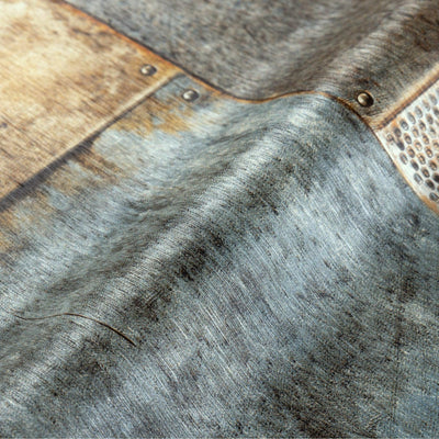 Blue, Yellow Metallic Industrial Textured Wallpaper, Rustic Aged Weathered Pattern Wallcovering - Adawall -Houston Wallpaper Store - Walcoverings, Curtains & Wall Panels
