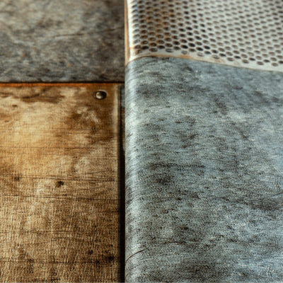 Blue, Yellow Metallic Industrial Textured Wallpaper, Rustic Aged Weathered Pattern Wallcovering - Adawall -Houston Wallpaper Store - Walcoverings, Curtains & Wall Panels