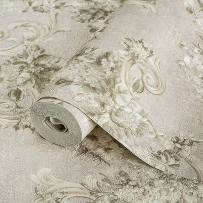 Botanical Flowered Embossed Wallpaper, Home Wall Decor, Aesthetic Wallpaper, Textured Wallcovering Non-Adhesive- 41.7”W X 393”H - Adawall -Houston Wallpaper Store - Walcoverings, Curtains & Wall Panels