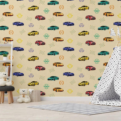Boys Car Themed Textured Wallpaper, Boys Bedroom Wall Paper, Nursery Wallpaper, 114 sq ft, Cars Wall Decor, Kids Room Wallpaper, Washable - Adawall -Houston Wallpaper Store - Walcoverings, Curtains & Wall Panels