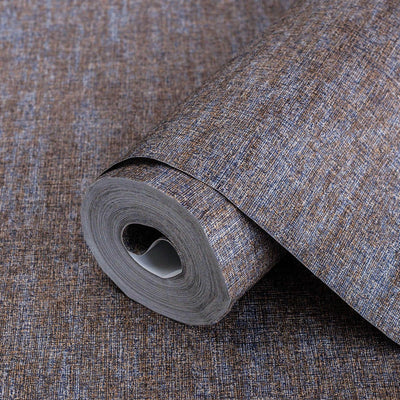 Brown, Dark Blue Stylish Fabric Textured Wallpaper, Modern Linen Style Abstract Minimalist Non-Pasted Wall Paper, Wallcovering - Adawall -Houston Wallpaper Store - Walcoverings, Curtains & Wall Panels