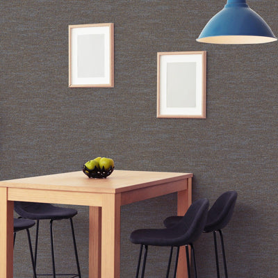 Brown, Dark Blue Stylish Fabric Textured Wallpaper, Modern Linen Style Abstract Minimalist Non-Pasted Wall Paper, Wallcovering - Adawall -Houston Wallpaper Store - Walcoverings, Curtains & Wall Panels
