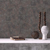 Brown Distressed Metallic Wallpaper, Deep Embossed Shiny Rustic Aged Industrial Design - Walloro High End Wallcoverings & More