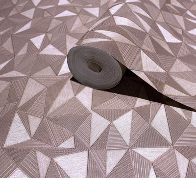 Brown Geometric Triangle Wallpaper, 3D Embossed Shiny Wallcovering, Abstract Pattern, Home Commercial Use - Adawall -Houston Wallpaper Store - Walcoverings, Curtains & Wall Panels