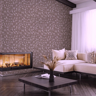Brown Geometric Triangle Wallpaper, 3D Embossed Shiny Wallcovering, Abstract Pattern, Home Commercial Use - Adawall -Houston Wallpaper Store - Walcoverings, Curtains & Wall Panels