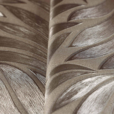 Brown Luxury Leaves Solid Color Shades Wallpaper, Deep Embossed Flocked Velvet Feeling Design - Adawall -Houston Wallpaper Store - Walcoverings, Curtains & Wall Panels