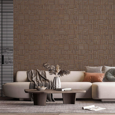 Brown Modern Geometric Shapes Wallpaper, Embossed Rich Textured Contemporary Wallcovering - Adawall -Houston Wallpaper Store - Walcoverings, Curtains & Wall Panels