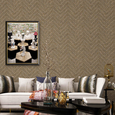 Brown Shiny Chevron Wallpaper, Deep Embossed Luxury Shimmering Geometric Pattern Wall Paper - Adawall -Houston Wallpaper Store - Walcoverings, Curtains & Wall Panels
