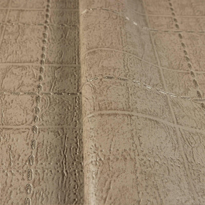 Brown Stitch Embossed Geometric Cubic Light Gray,Home Wall Decor, Aesthetic Wallpaper, Textured Wallcovering Non-Adhesive and Non-Peel - Adawall -Houston Wallpaper Store - Walcoverings, Curtains & Wall Panels