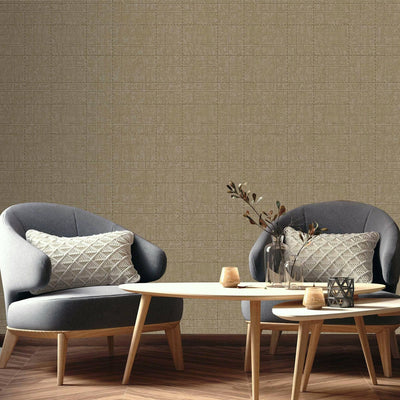Brown Stitch Embossed Geometric Cubic Light Gray,Home Wall Decor, Aesthetic Wallpaper, Textured Wallcovering Non-Adhesive and Non-Peel - Adawall -Houston Wallpaper Store - Walcoverings, Curtains & Wall Panels