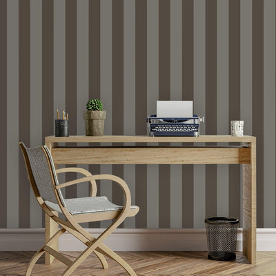 Brown Timeless Bold Striped Wallpaper, Flocked Textured Velvet Feeling Thick Lines Wallcovering - Adawall -Houston Wallpaper Store - Walcoverings, Curtains & Wall Panels