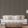 Brown Timeless Bold Striped Wallpaper, Flocked Textured Velvet Feeling Thick Lines Wallcovering - Walloro High End Wallcoverings & More