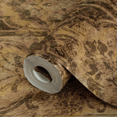 Brown Washed Distressed Wallpaper, Rich Damask Textured Embossed Wallcovering, Large 114 sq ft Roll, Washable, Rusted, Abstract - Adawall -Houston Wallpaper Store - Walcoverings, Curtains & Wall Panels