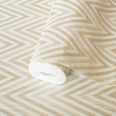 Chevron Wallpaper, Cream, Gold Geometric Deep Embossed Zigzag Pattern Geometric Wallcovering - Adawall -Houston Wallpaper Store - Walcoverings, Curtains & Wall Panels