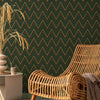 Chevron Wallpaper, Green, Blue, Yellow Geometric Deep Embossed Zigzag Pattern Geometric Wallcovering - Walloro High End Wallcoverings & More