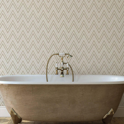Chevron Wallpaper, Ivory, Beige, White Geometric Deep Embossed Zigzag Pattern Geometric Wallcovering - Adawall -Houston Wallpaper Store - Walcoverings, Curtains & Wall Panels