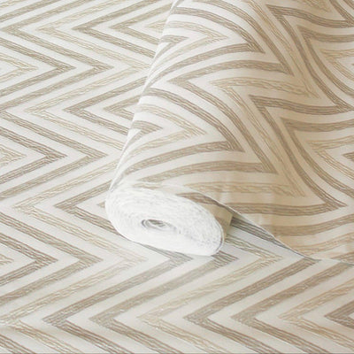 Chevron Wallpaper, Ivory, Beige, White Geometric Deep Embossed Zigzag Pattern Geometric Wallcovering - Adawall -Houston Wallpaper Store - Walcoverings, Curtains & Wall Panels