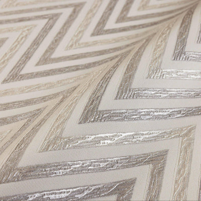 Chevron Wallpaper, Ivory, Beige, White Geometric Deep Embossed Zigzag Pattern Geometric Wallcovering - Adawall -Houston Wallpaper Store - Walcoverings, Curtains & Wall Panels