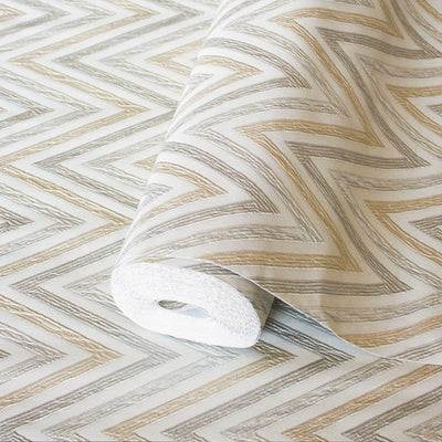 Chevron Wallpaper, Off White, Silver Geometric Deep Embossed Zigzag Pattern Geometric Wallcovering - Adawall -Houston Wallpaper Store - Walcoverings, Curtains & Wall Panels
