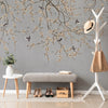 Chinoiserie Birds Floral Wall Mural, Gray Flowers Blossom Wallpaper, Large, Oversized Elegant Custom Size Wall Art, Non-Woven, Non-Pasted, Modern - Adawall -Houston Wallpaper Store - Walcoverings, Curtains & Wall Panels