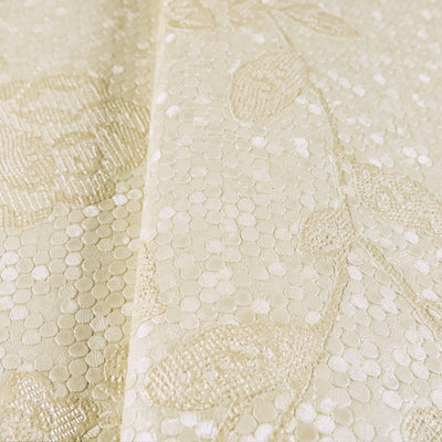 Circle Deep Embossed Vanilla Flowered Embossed Wallpaper, Home Wall Decor, Aesthetic Wallpaper, Textured Wallcovering Non-Adhesive - Adawall -Houston Wallpaper Store - Walcoverings, Curtains & Wall Panels