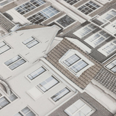 Cityscape 3D Embossed Wallpaper, Gray Realistic Houses Apartments Design, Home Wall Decor, Modern Wallcovering - Adawall -Houston Wallpaper Store - Walcoverings, Curtains & Wall Panels