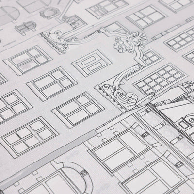Cityscape 3D Embossed Wallpaper, Light Gray Realistic Houses Apartments Design, Home Wall Decor, Modern Wallcovering - Adawall -Houston Wallpaper Store - Walcoverings, Curtains & Wall Panels