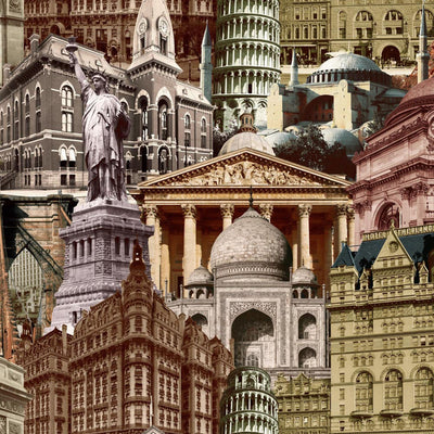 Cityscape Buildings Wallpaper, Rich Textured Wallcovering, Traditional, Modern Wallpaper, Extra Large 114 sq ft Roll, Washable, Colorful - Adawall -Houston Wallpaper Store - Walcoverings, Curtains & Wall Panels