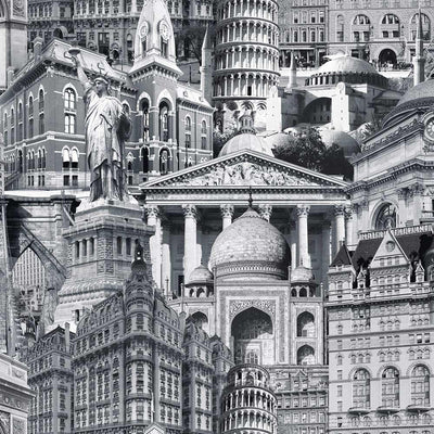 Cityscape Buildings Wallpaper, Rich Textured Wallcovering, Traditional, Modern Wallpaper, Extra Large 114 sq ft Roll, Washable, Drawing - Adawall -Houston Wallpaper Store - Walcoverings, Curtains & Wall Panels