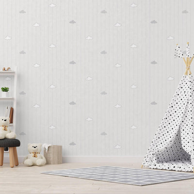 Clouds Kids Room Textured Wallpaper, Light Colors, Boys Girls Bedroom Wallpaper, Nursery Wallpaper, 114 sq ft Roll, Kids Bathroom Wallpaper - Adawall -Houston Wallpaper Store - Walcoverings, Curtains & Wall Panels
