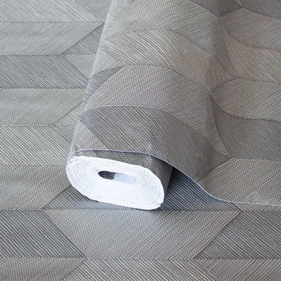 Contemporary 3D Embossed Geometric Wallpaper, Gray, Beige Modern Chevron Herringbone Shapes Wallcovering, Sturdy, Large 177 sq ft Roll - Adawall -Houston Wallpaper Store - Walcoverings, Curtains & Wall Panels