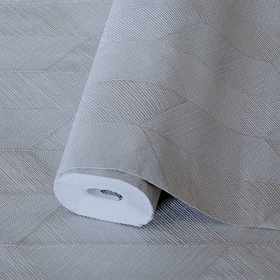 Contemporary 3D Embossed Geometric Wallpaper, Light Gray Modern Chevron Herringbone Shapes Wallcovering, Sturdy, Large 177 sq ft Roll - Adawall -Houston Wallpaper Store - Walcoverings, Curtains & Wall Panels