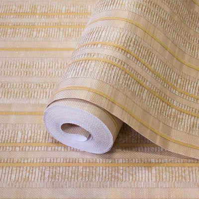 Contemporary Stripe Pattern Embossed Wallpaper, Beige, Gold Professional Luxury Striped Wall Paper, Non-Woven - Adawall -Houston Wallpaper Store - Walcoverings, Curtains & Wall Panels