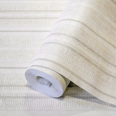 Contemporary Stripe Pattern Embossed Wallpaper, White, Silver Professional Luxury Striped Wall Paper, Non-Woven - Adawall -Houston Wallpaper Store - Walcoverings, Curtains & Wall Panels