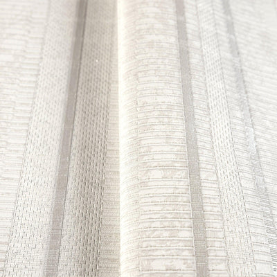 Contemporary Stripe Pattern Embossed Wallpaper, White, Silver Professional Luxury Striped Wall Paper, Non-Woven - Adawall -Houston Wallpaper Store - Walcoverings, Curtains & Wall Panels