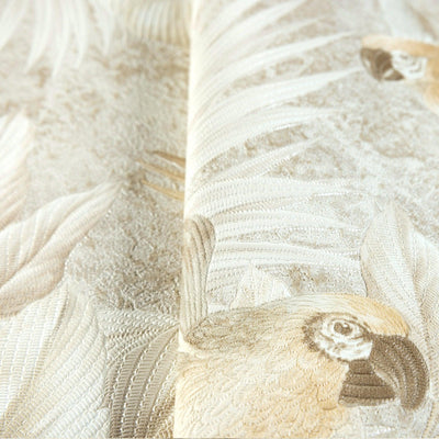 Cream Birds Deep Embossed Wallpaper, Stylish 3D Textured Tropical Plants Wallcovering - Adawall -Houston Wallpaper Store - Walcoverings, Curtains & Wall Panels