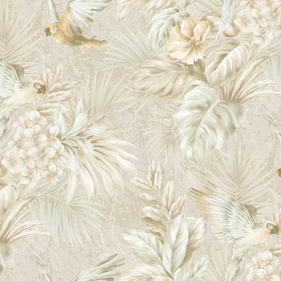 Cream Birds Deep Embossed Wallpaper, Stylish 3D Textured Tropical Plants Wallcovering - Adawall -Houston Wallpaper Store - Walcoverings, Curtains & Wall Panels