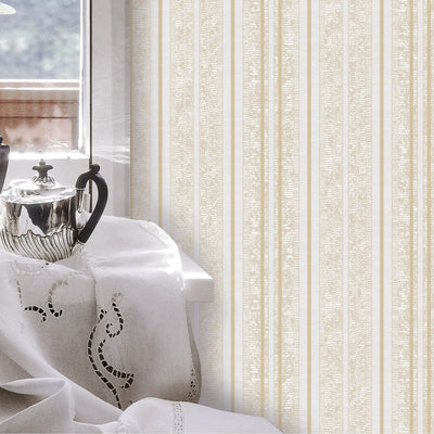 Cream Conetmporary Stripe Pattern Embossed Wallpaper, Professional Luxury Striped Wall Paper - Adawall -Houston Wallpaper Store - Walcoverings, Curtains & Wall Panels