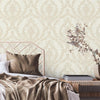 Cream Deep Embossed Wallpaper, Light Gray, White Luxury 3D Non-Pasted Wallcovering, Shimmering, Traditional Non-Woven Wall Decor - Adawall -Houston Wallpaper Store - Walcoverings, Curtains & Wall Panels