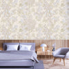 Cream Elegant Embossed Leaf Pattern Wallpaper, 3D Textured Floral Plants Botanic Wall Paper - Walloro High End Wallcoverings & More