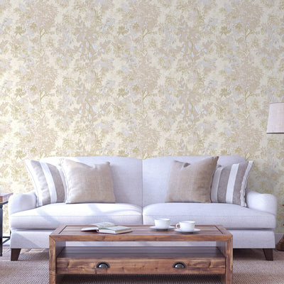 Cream Elegant Embossed Leaf Pattern Wallpaper, 3D Textured Floral Plants Botanic Wall Paper - Adawall -Houston Wallpaper Store - Walcoverings, Curtains & Wall Panels