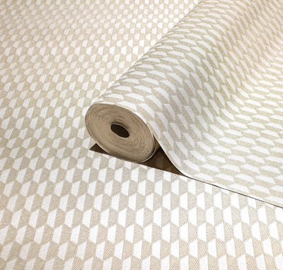 Cream Elegant Hexagon Embossed Wallpaper, Small Honeycomb Grid Pattern Textured wallcovering - Adawall -Houston Wallpaper Store - Walcoverings, Curtains & Wall Panels