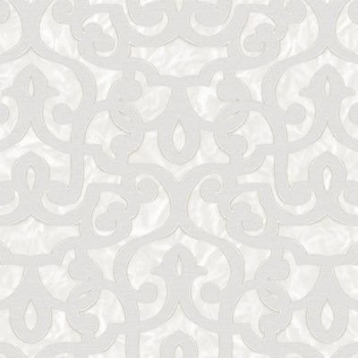 Cream Lace Trellis Wallpaper, Shiny Silver Gold Patterns Faded Colors Damask Design - Adawall -Houston Wallpaper Store - Walcoverings, Curtains & Wall Panels
