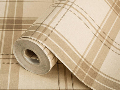Cream Large Plaid Textured Wallpaper, Tartan Fabric Pattern Classical Modern Non-Pasted Wallcovering - Adawall -Houston Wallpaper Store - Walcoverings, Curtains & Wall Panels