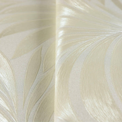 Cream Luxury Leaves Solid Color Shades Wallpaper, Deep Embossed Flocked Velvet Feeling Design - Adawall -Houston Wallpaper Store - Walcoverings, Curtains & Wall Panels
